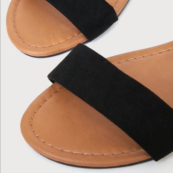 Lulu’s Black Suede Flat Lace-Up Sandals Size 6.5 Brand New in Box - Picture 5 of 11